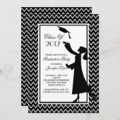 Moderner Schwarzer Abschluss Einladung Silhouette  (Vorne/Hinten)