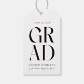 Moderner schwarzer Abschluss-Gefallen Geschenkanhänger (Vorderseite)