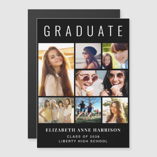 Moderner Schwarzer Abschluss Magneteinladung (Vorne/Hinten)