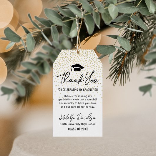 Moderner Schwarzer Abschluss Vielen Dank Gold Conf Geschenkanhänger