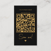 Moderner schwarzer Bestell-Danke-QR-Code Visitenkarte (Rückseite)
