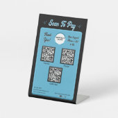 Moderner schwarzer Blue Scan zur Bezahlung von QR- Sockelschild (Vorderseite)