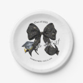 Moderner Schwarzer Bow, den sie am runden Blatt Pa Pappteller (Vorderseite)