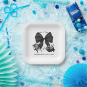 Moderner schwarzer Bow sie tat es Papier Square Pl Pappteller (Party)