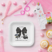 Moderner schwarzer Bow sie tat es Papier Square Pl Pappteller (Party)