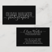 Moderner Schwarzer Chic-Signature-Script-Fotograf Visitenkarte (Vorne/Hinten)