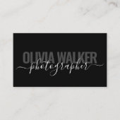 Moderner Schwarzer Chic-Signature-Script-Fotograf Visitenkarte (Vorderseite)