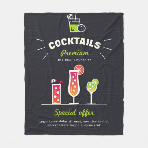Moderner schwarzer Cocktail Fleecedecke