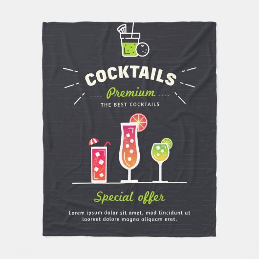 Moderner schwarzer Cocktail Fleecedecke (Vorderseite)