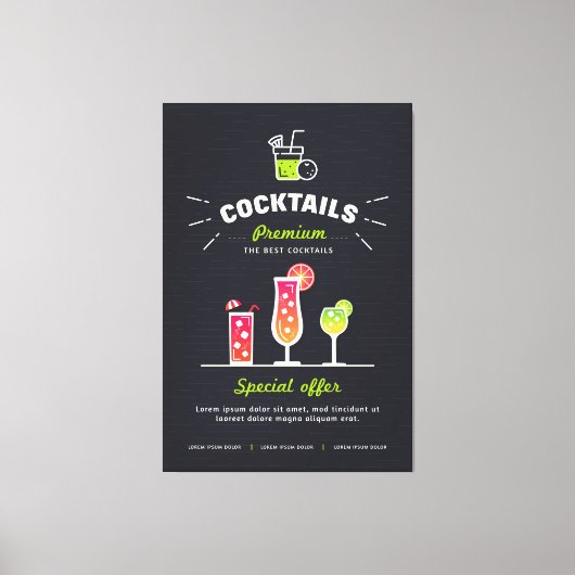 Moderner schwarzer Cocktail Leinwanddruck (Vorderseite)