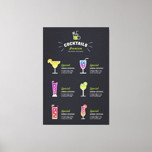 Moderner schwarzer Cocktail Leinwanddruck (Vorderseite)