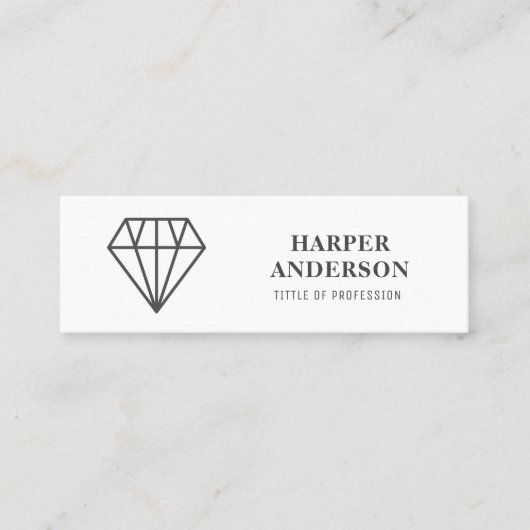 Moderner Schwarzer Diamant Beruflich Mini Visitenkarte (Vorderseite)