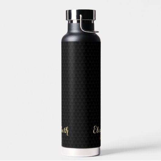 Moderner Schwarzer Eleganter Individuelle Name Trinkflasche (Links)