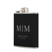 Moderner Schwarzer Eleganter Mit Monogramm Anfangs Flachmann (Links)