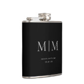 Moderner Schwarzer Eleganter Mit Monogramm Anfangs Flachmann (Rechts)