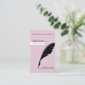 Moderner schwarzer Federrosa Notarcode Visitenkarte (Stehend Vorderseite)