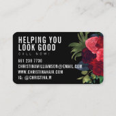 Moderner, schwarzer, feiner Text Vintager Blumenst Visitenkarte (Rückseite)