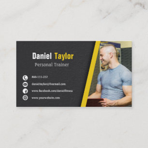 Moderner Schwarzer Fitness-Personal-Trainer mit Fo Visitenkarte