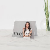 Moderner Schwarzer Foto Abschluss Dankeskarte (Vorderseite)