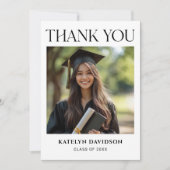 Moderner Schwarzer Foto Abschluss Dankeskarte (Vorderseite)