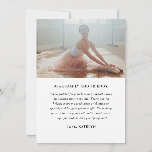 Moderner Schwarzer Foto Abschluss Dankeskarte (Rückseite)