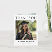 Moderner Schwarzer Foto Abschluss Dankeskarte (Vorderseite)