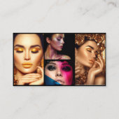 Moderner Schwarzer Foto Collage Trendy Makeup Arti Visitenkarte (Rückseite)
