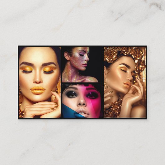 Moderner Schwarzer Foto Collage Trendy Makeup Arti Visitenkarte (Rückseite)