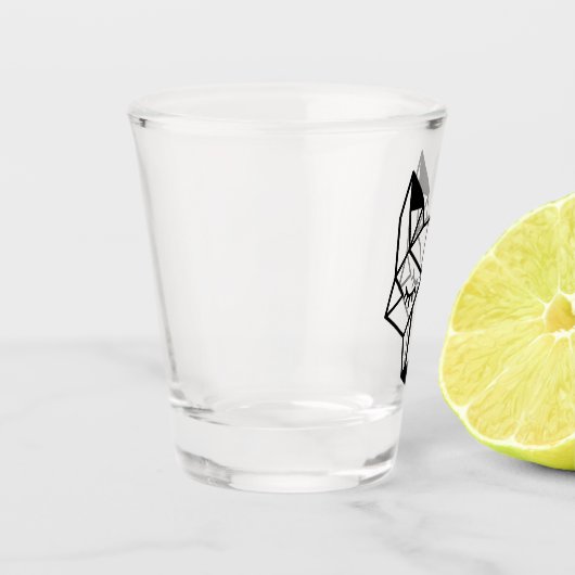 Moderner Schwarzer geometrischer Fuchs Schnapsglas (Links)