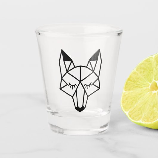Moderner Schwarzer geometrischer Fuchs Schnapsglas (Vorderseite)