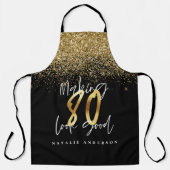 Moderner Schwarzer Glitzer 80. Geburtstag  Schürze (Vorderseite)