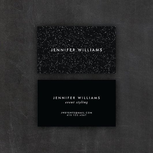 Moderner Schwarzer Glitzer-Effekt | Visitenkarten Visitenkarte