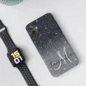 Moderner Schwarzer Glitzer Glitzern Personalisiert Case-Mate iPhone Hülle
