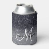 Moderner Schwarzer Glitzer Glitzern Personalisiert Dosenkühler (Kanne Vorderseite)