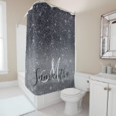 Moderner Schwarzer Glitzer Glitzern Personalisiert Duschvorhang (Beispiel)