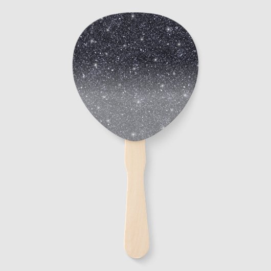 Moderner Schwarzer Glitzer Glitzern Personalisiert Fächer (Rückseite)