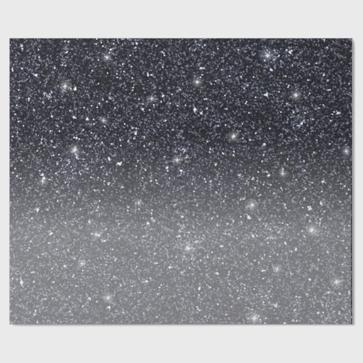 Moderner Schwarzer Glitzer Glitzern Personalisiert Geschenkpapier (Flach)