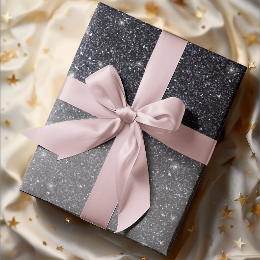 Moderner Schwarzer Glitzer Glitzern Personalisiert Geschenkpapier