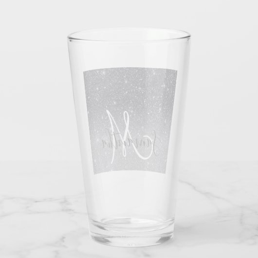 Moderner Schwarzer Glitzer Glitzern Personalisiert Glas (Rückseite)