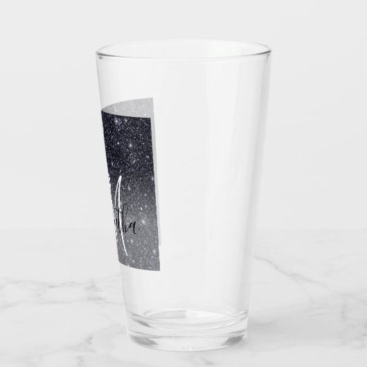 Moderner Schwarzer Glitzer Glitzern Personalisiert Glas (Links)