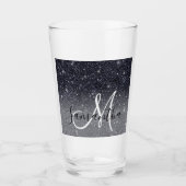 Moderner Schwarzer Glitzer Glitzern Personalisiert Glas (Vorderseite)
