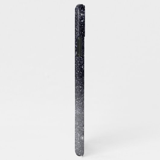 Moderner Schwarzer Glitzer Glitzern Personalisiert iPhone Hülle (Rechte Seite)