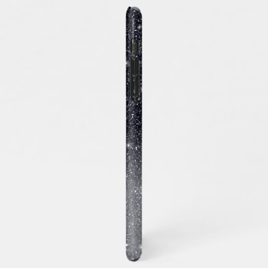 Moderner Schwarzer Glitzer Glitzern Personalisiert iPhone Hülle (Linke Seite)