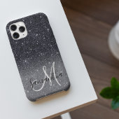 Moderner Schwarzer Glitzer Glitzern Personalisiert iPhone Hülle