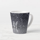 Moderner Schwarzer Glitzer Glitzern Personalisiert Milchtasse (Rechte Ecke)
