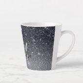 Moderner Schwarzer Glitzer Glitzern Personalisiert Milchtasse (Rechts)