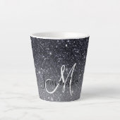 Moderner Schwarzer Glitzer Glitzern Personalisiert Milchtasse (Vorderseite)