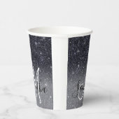 Moderner Schwarzer Glitzer Glitzern Personalisiert Pappbecher (Rechts)