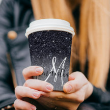 Moderner Schwarzer Glitzer Glitzern Personalisiert