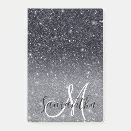 Moderner Schwarzer Glitzer Glitzern Personalisiert Post-it Klebezettel